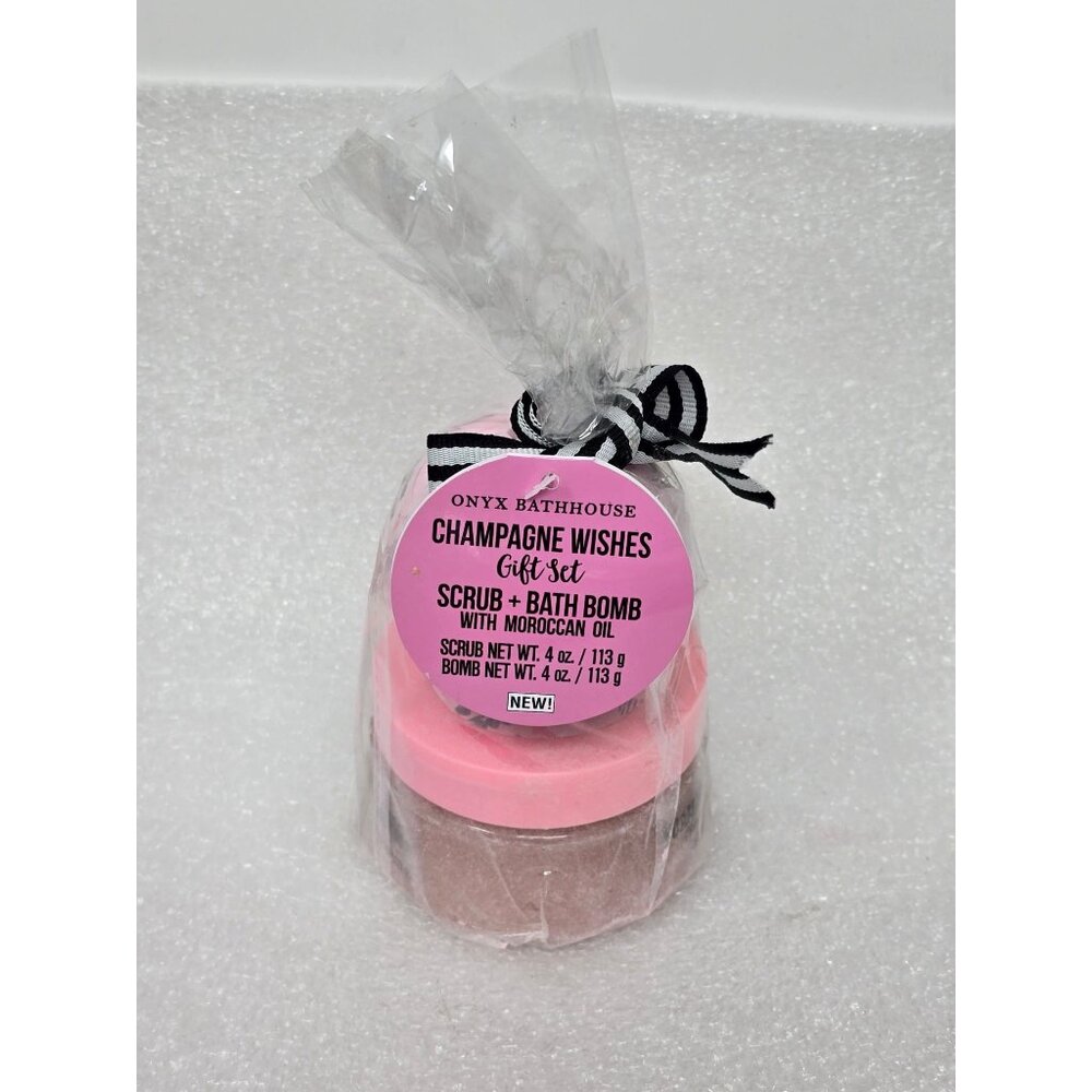 Onyx Bathhouse Champagne Wishes Bath Bomb & Foaming Sugar Scrub Gift Set